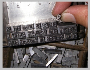 Composing type in the composing stick
